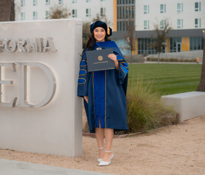Sarah Alnahari, a recent graduate of the UC Merced Public Health doctoral program