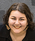 Female with brown hair and black shirt